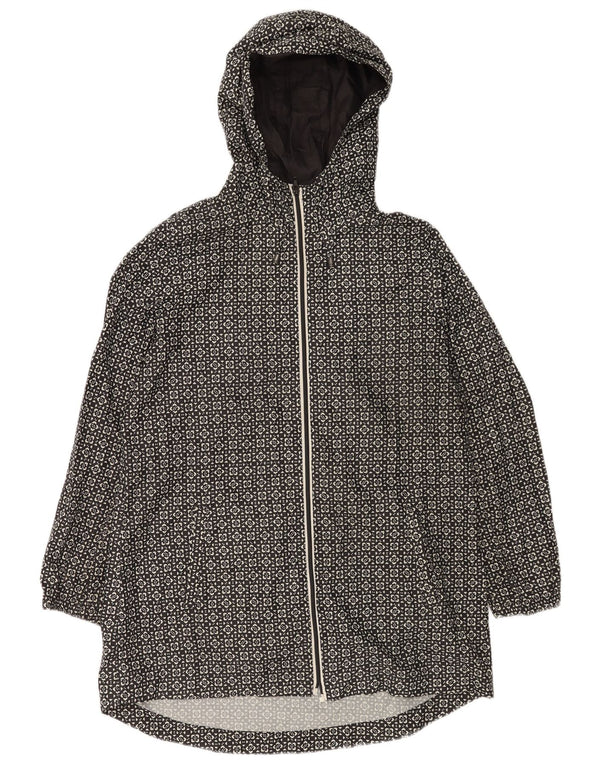 Marks & Spencer Regnfrakke med hætte til kvinder UK 14 Medium Sort Geometrisk