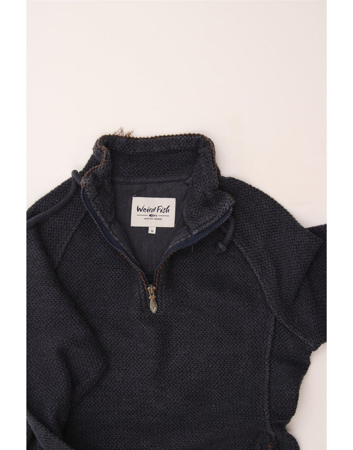WEIRD FISH Womens Zip Neck Sweatshirt Jumper UK 12 Medium  Navy Blue Vintage Weird Fish and Second-Hand Weird Fish from Messina Hembry 