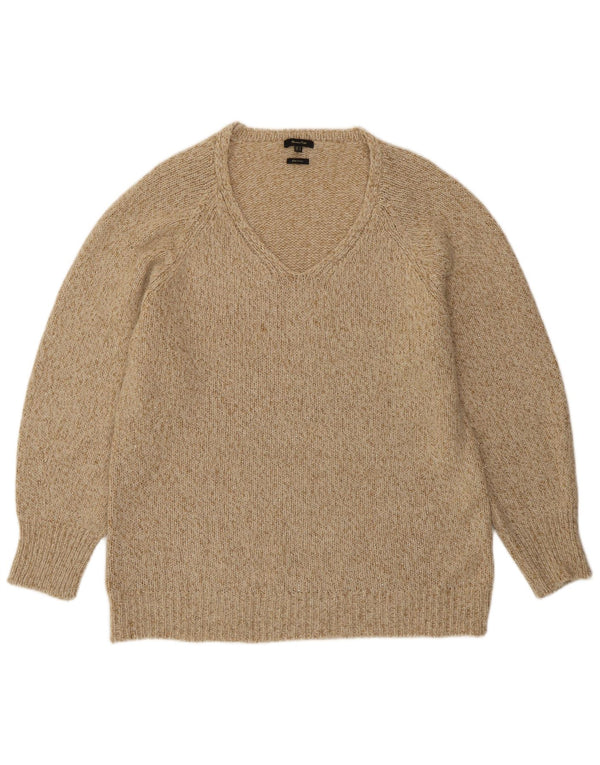 Massimo Dutti Dame V-hals sweater UK 14 Medium Beige Flecked Wool