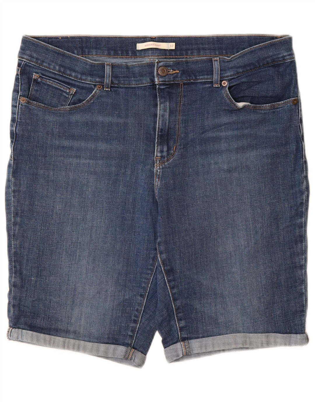 LEVI'S Bermuda-denimshorts til kvinder W32 Stor blå bomuld