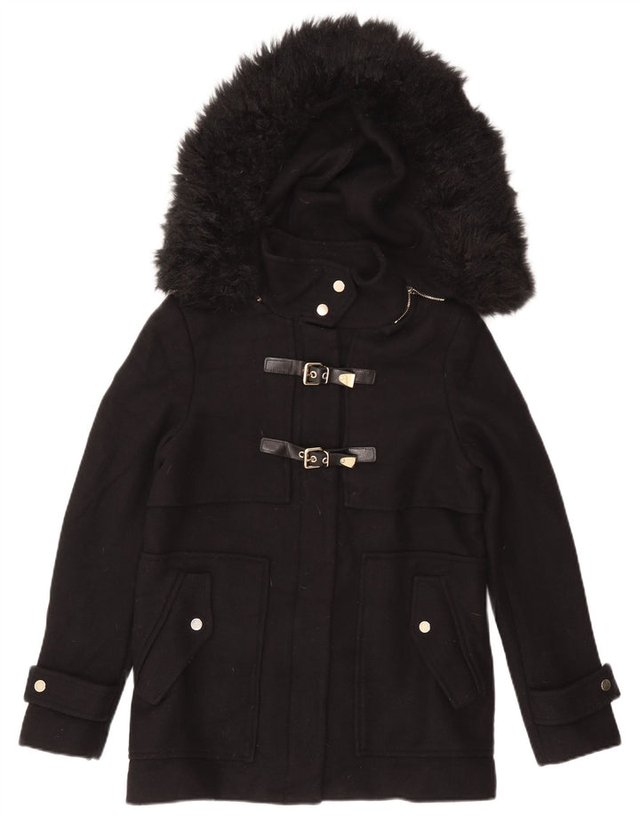 Zara Dame Hættejakke UK 12 Medium Sort Uld