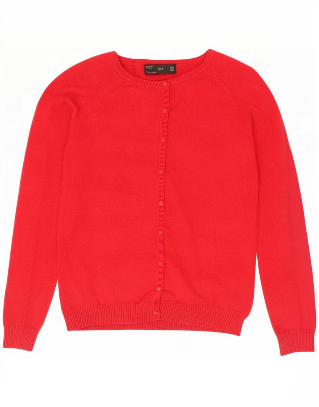 Zara Dame Cardigan Sweater UK 14 Stor Rød Bomuld