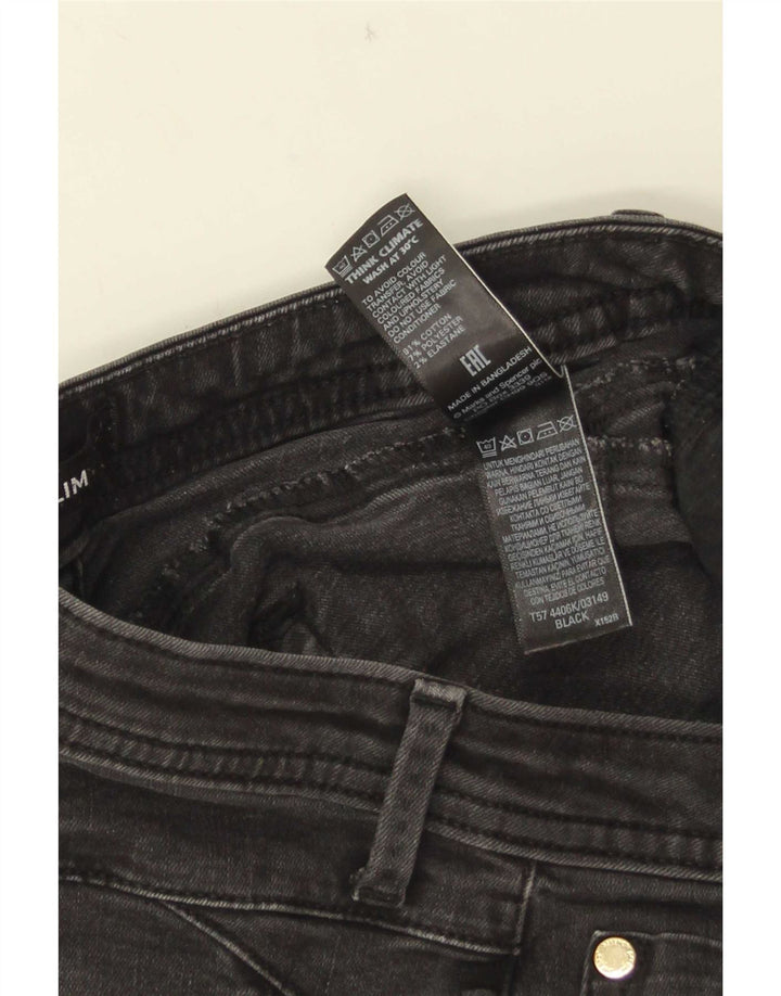Marks & Spencer Dame Slim Jeans UK 8 Small W26 L28 Black Bomuld