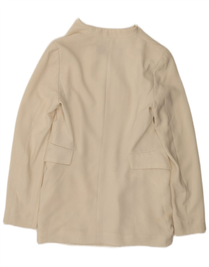 Zara Womens Open Blazer Jacket UK 10 Small Off White Polyester