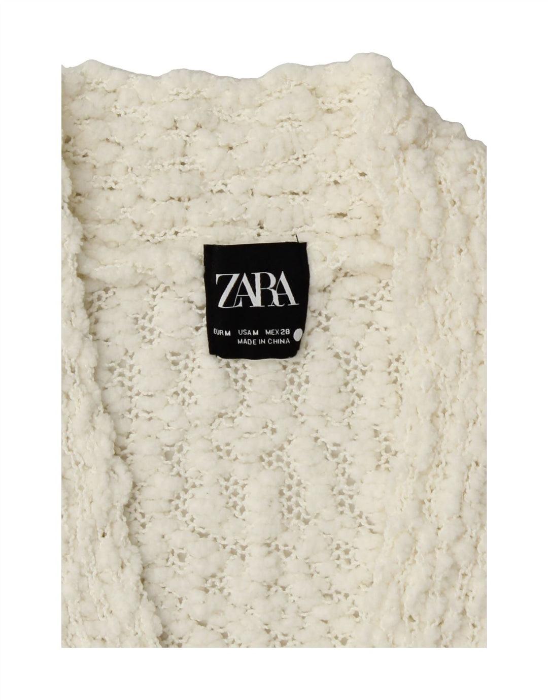 ZARA Womens 3/4 Sleeve Cardigan Sweater UK 14 Medium Off White Polyester Vintage Zara and Second-Hand Zara from Messina Hembry 