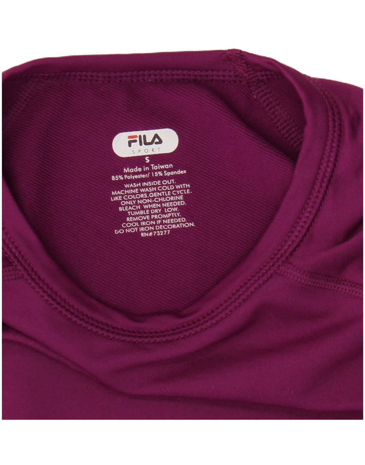 Fila Dame Grafisk Top Langærmet UK 10 Lille Lilla Polyester