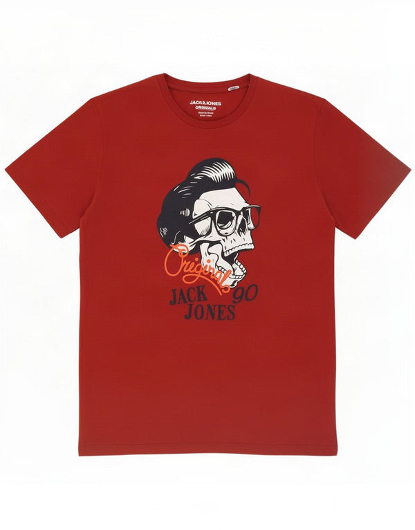 Jack & Jones Grafisk T-shirt top til mænd XL Rød bomuld