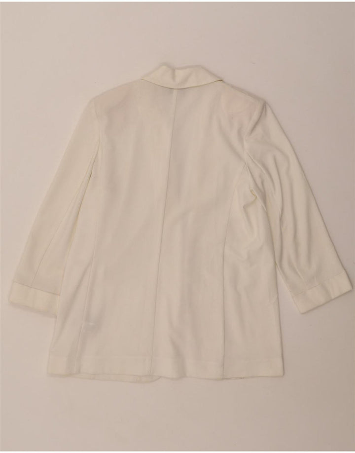MARKS & SPENCER Dame 3/4 ærmet åben blazerjakke UK 12 Medium White