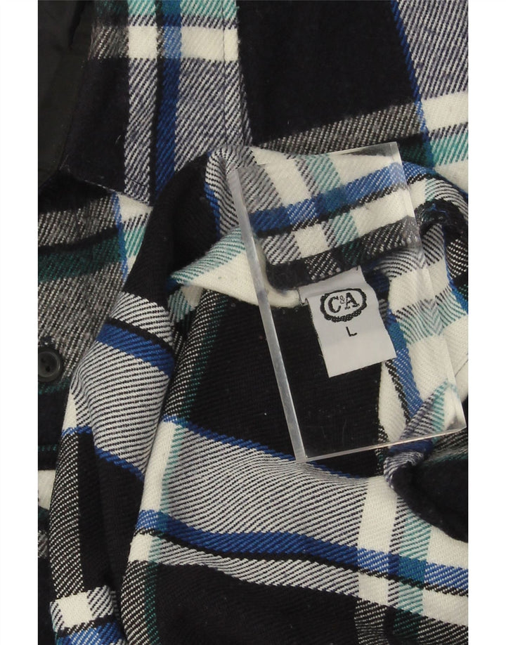 C&A Mens Flannel Shirt Large Navy Blue Check Acrylic Vintage C&A and Second-Hand C&A from Messina Hembry 