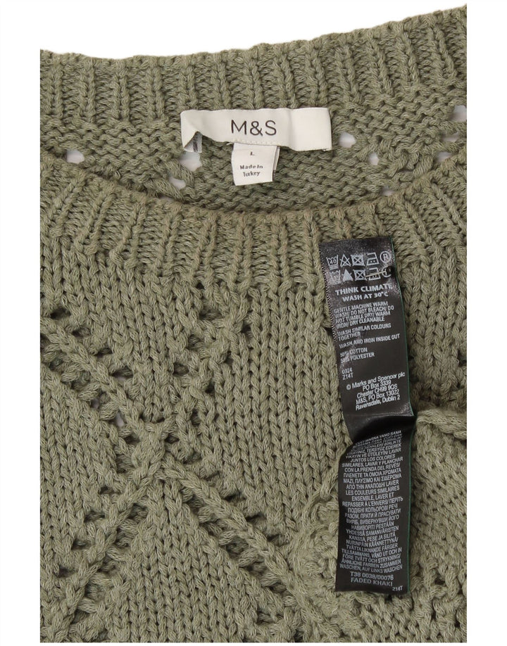 Marks & Spencer Dame Vest Tank Top UK 16 Stor Khaki Bomuld