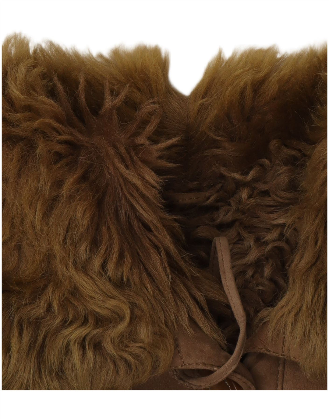 Vintage Dame Oversized Shearling Coat UK 10 Lille Brun