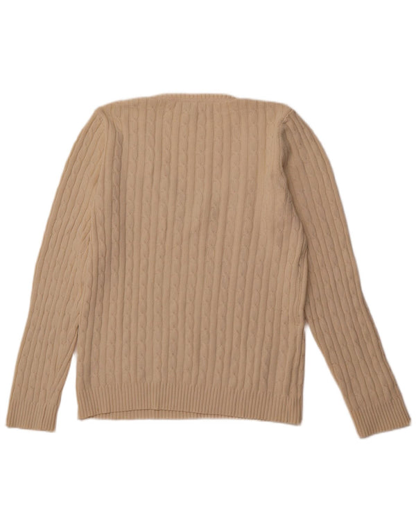 CREW TØJ Dame V-hals sweater UK 18 XL Off White Bomuld