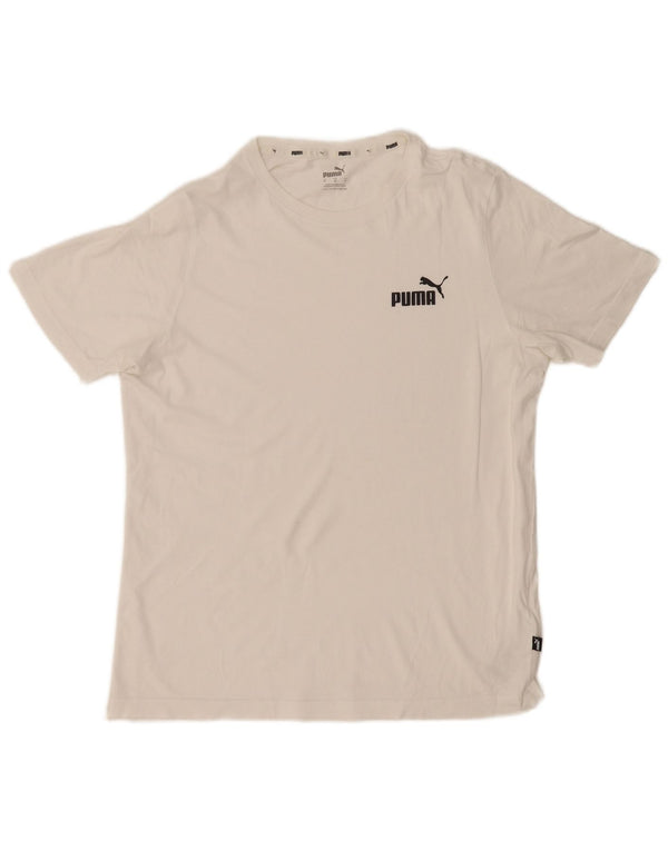 Puma Herre T-Shirt Top Medium Hvid Bomuld