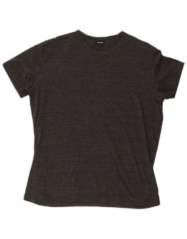 Diesel Herre T-Shirt Top XL Grå Flecked Bomuld