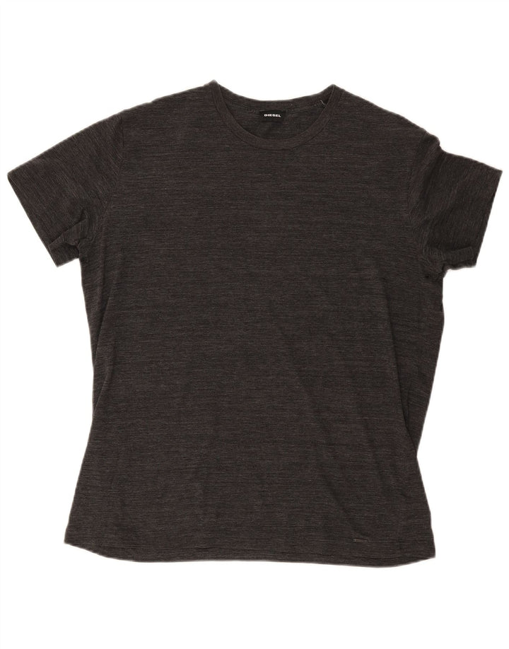 Diesel Herre T-Shirt Top XL Grå Flecked Bomuld