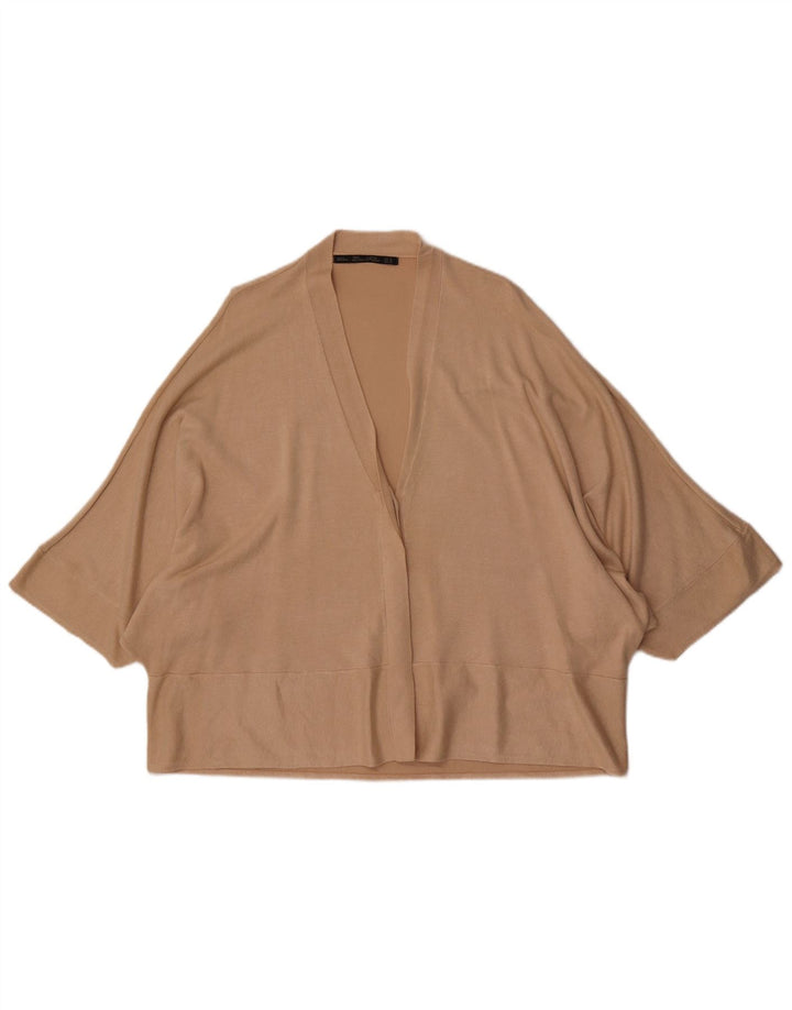 Zara Dame Oversized Batwing Åben Cardigan Sweater UK 14 Medium Beige