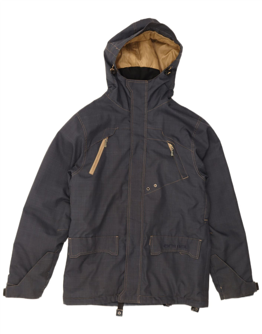 Animal Herre Hooded Windbreaker Jacket UK 38 Medium Navy Blue Polyester