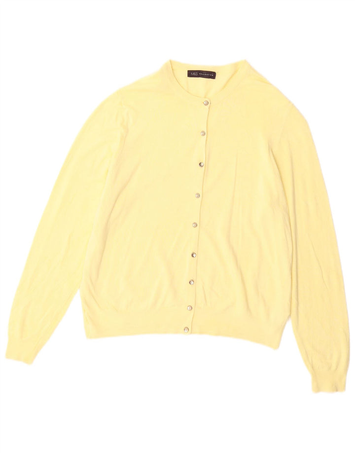 Marks & Spencer Dame Cardigan Sweater UK 16 Large Yellow Viscose