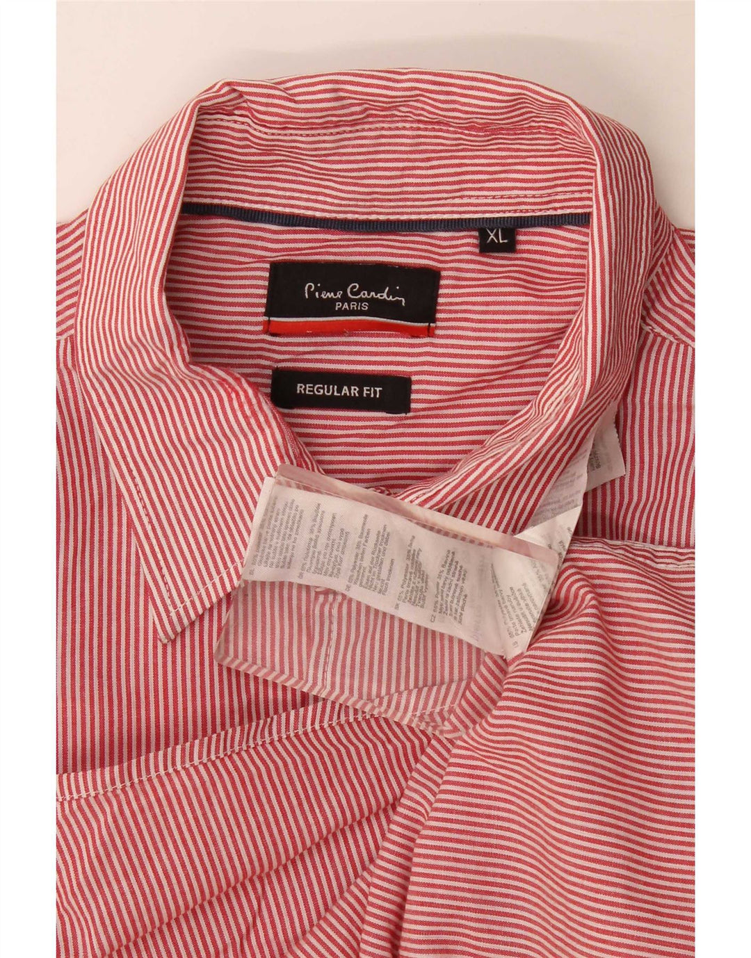 Pierre Cardin herre Regular Fit skjorte XL rød nålestribet polyester