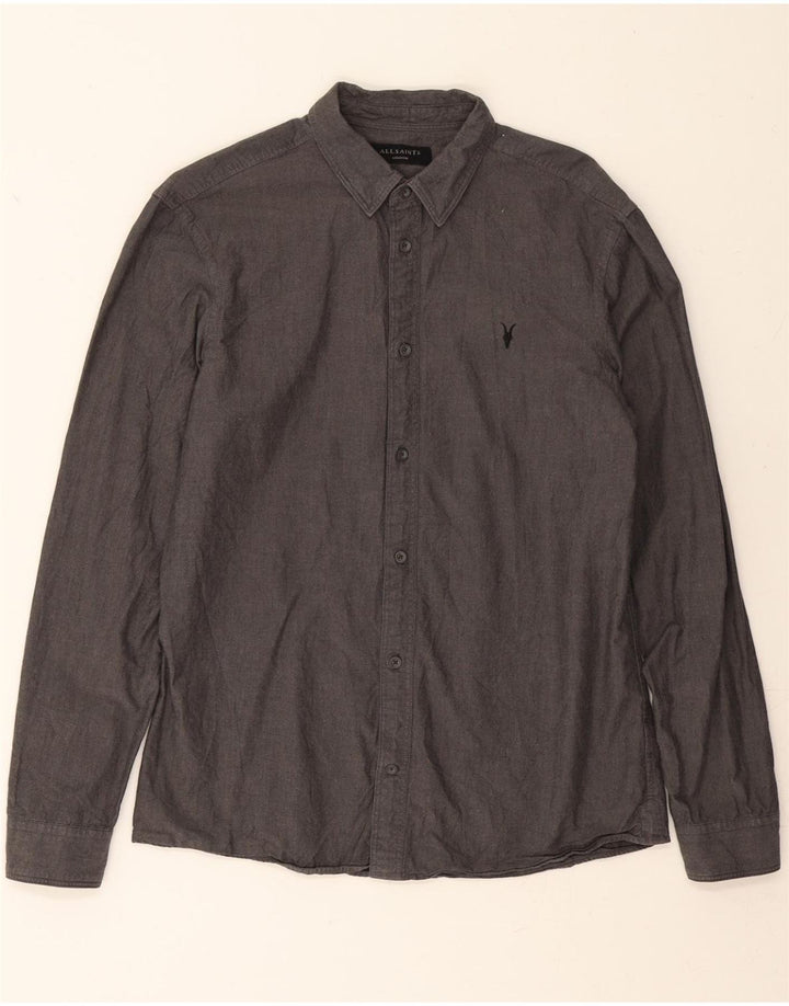ALL SAINTS Mens Shirt Medium Grey Cotton Vintage All Saints and Second-Hand All Saints from Messina Hembry 