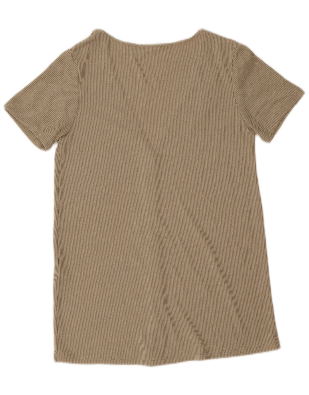 Zara Kortærmet skjortebluse til kvinder UK 14 Medium Beige Viscose