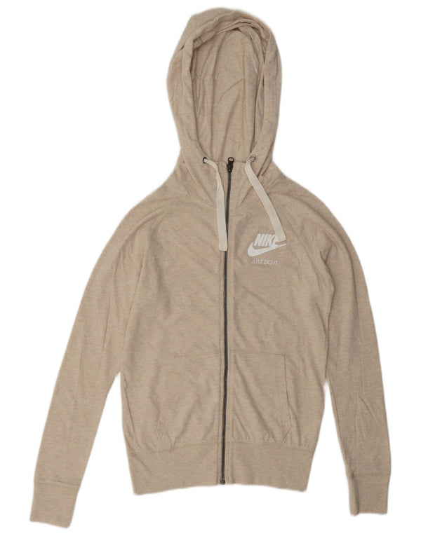 Nike Dame Oversized hættetrøje Sweater med lynlås UK 6 XS Beige Bomuld