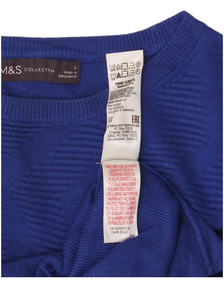 Marks & Spencer Dame sweater med rund hals DK 16 Stor blå viskose