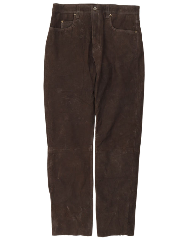 Front Line Herre lige ruskindsbukser IT 52 XL W38 L34 Brunt læder