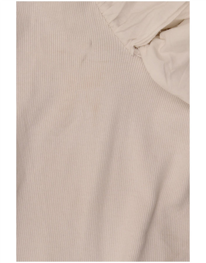 Zara Womens Ruffle Bodysuit UK 8 Small White Bomuld