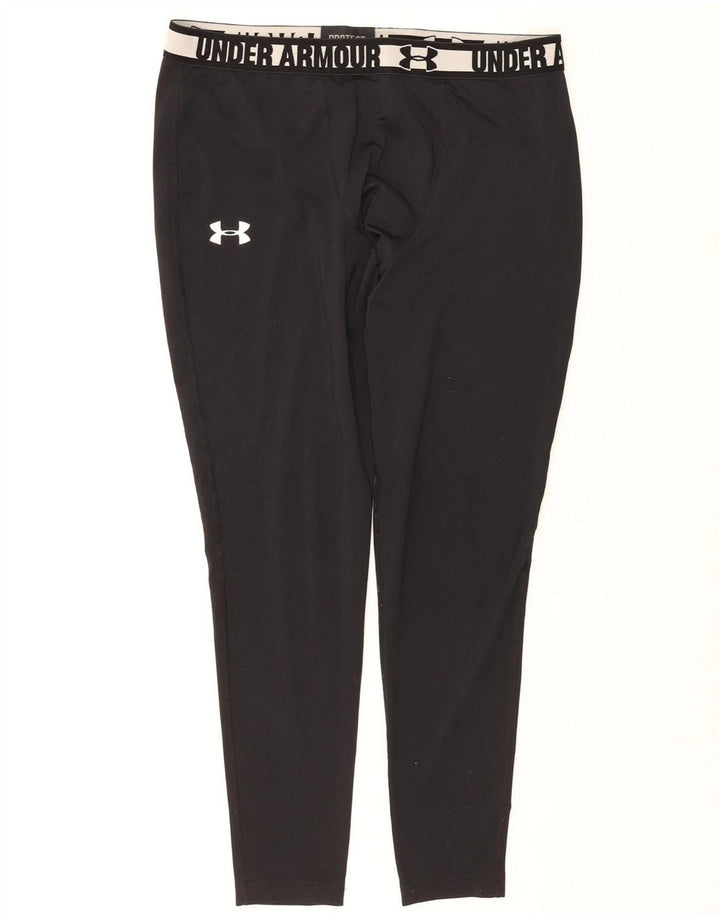 UNDER ARMOUR Dame Heat Gear Grafiske Leggings UK 18 XL Sort Colourblock