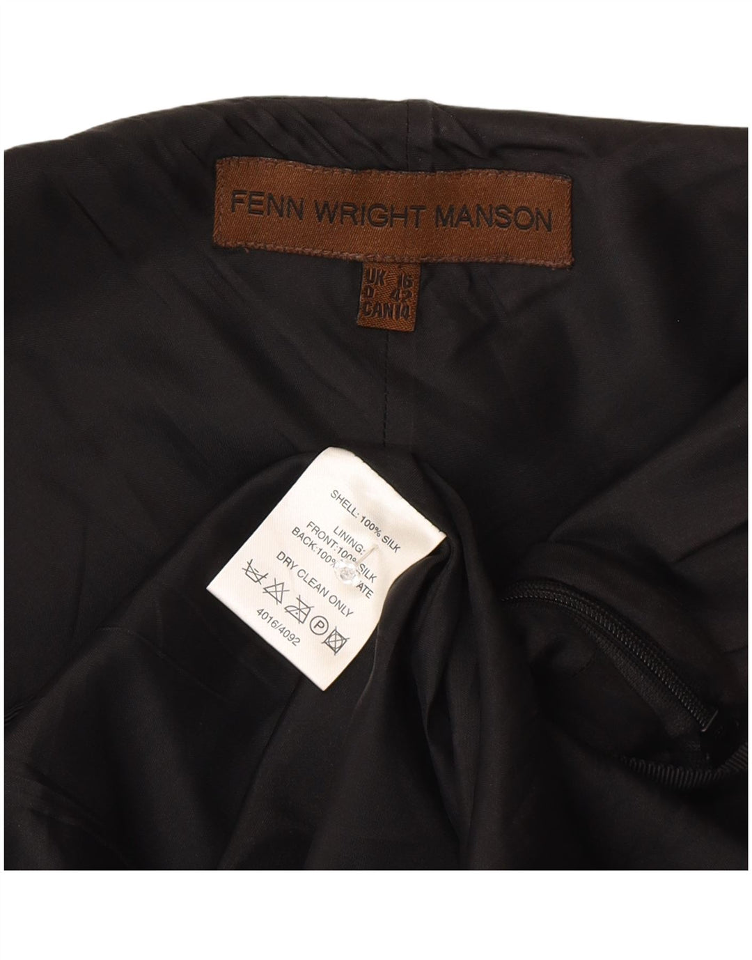 Fenn Wright Manson Dame A-Line Kjole UK 16 Stor Sort Silke