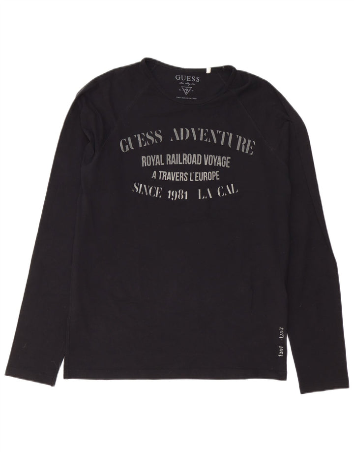 Guess Herre grafisk T-shirt Langærmet Medium Sort