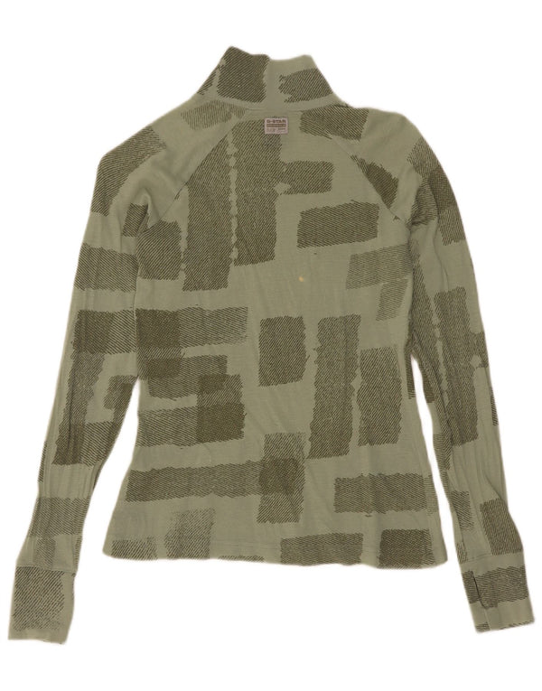 G-Star Raw Dame Top Langærmet UK 8 Lille Grøn Geometrisk Bomuld