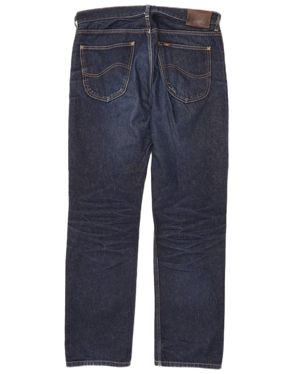 LEE Mens Seattle Straight Jeans W34 L32 Marineblå Bomuld