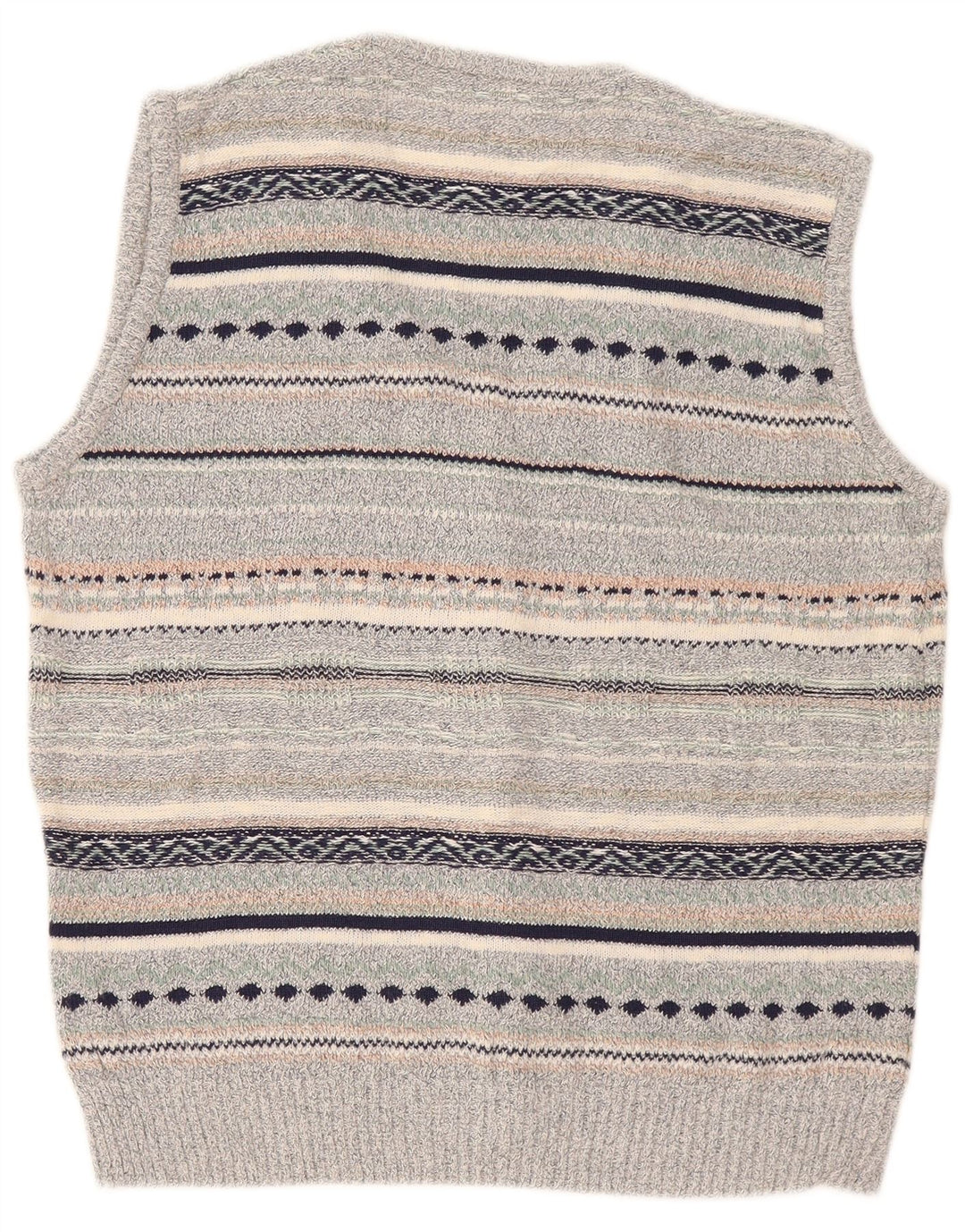Vintage herre ærmeløs cardigan sweater Medium grå stribet hør