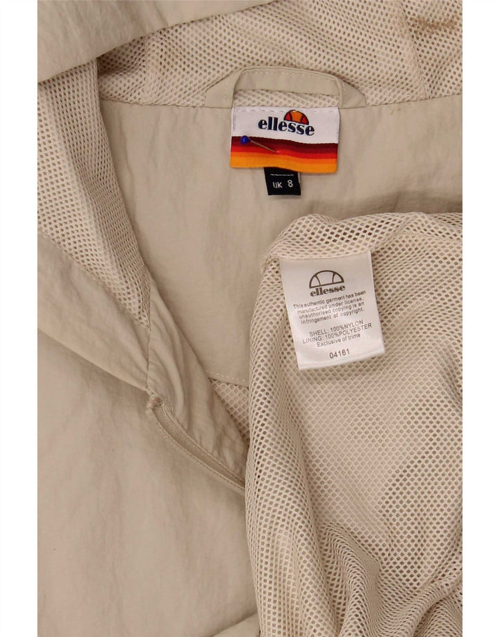 Ellesse Dame Oversized Hættetrøje Regnjakke UK 8 Small Beige Nylon