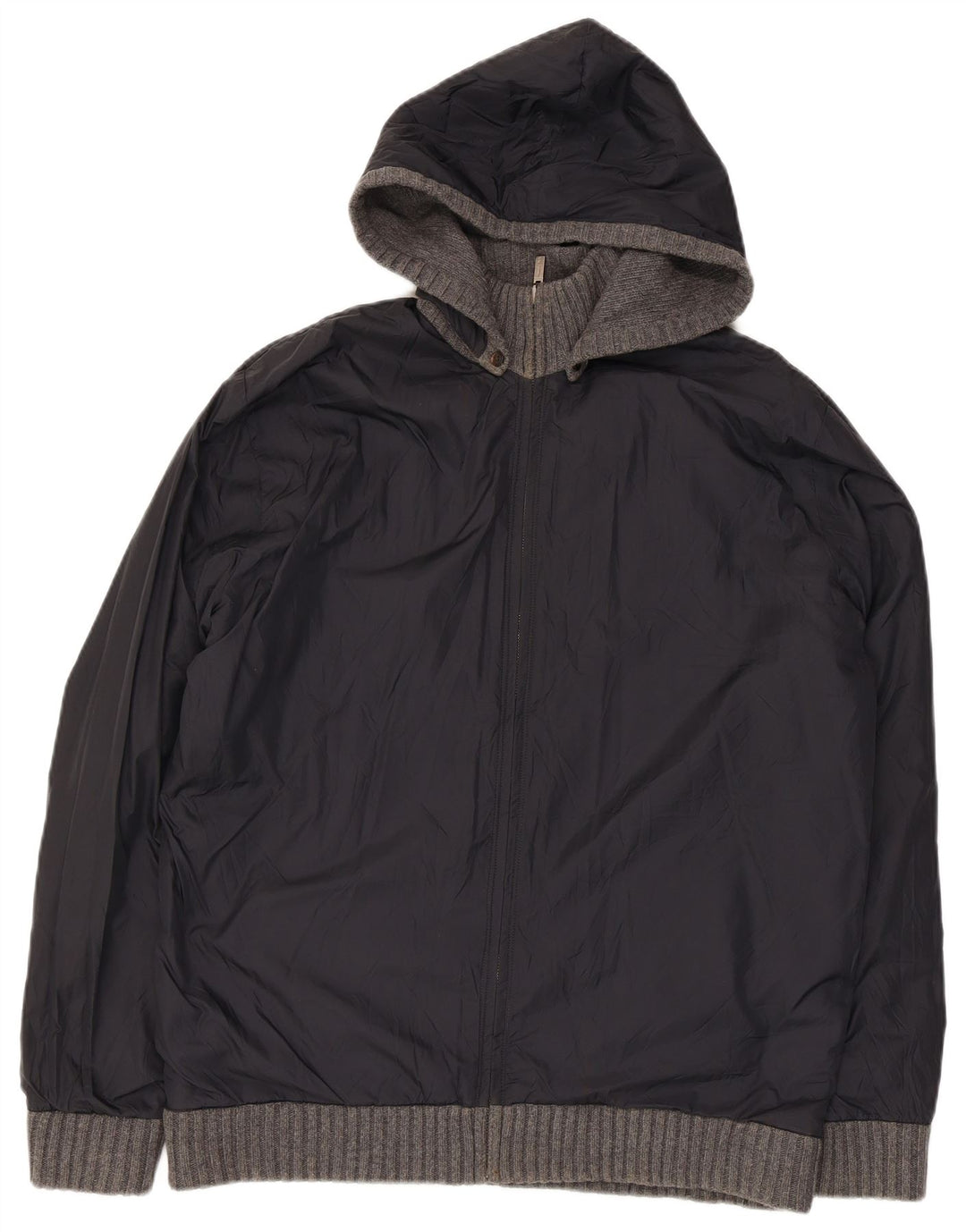 Massimo Dutti Herre Hættestrikket Vendbar Jakke UK 42 XL Grå