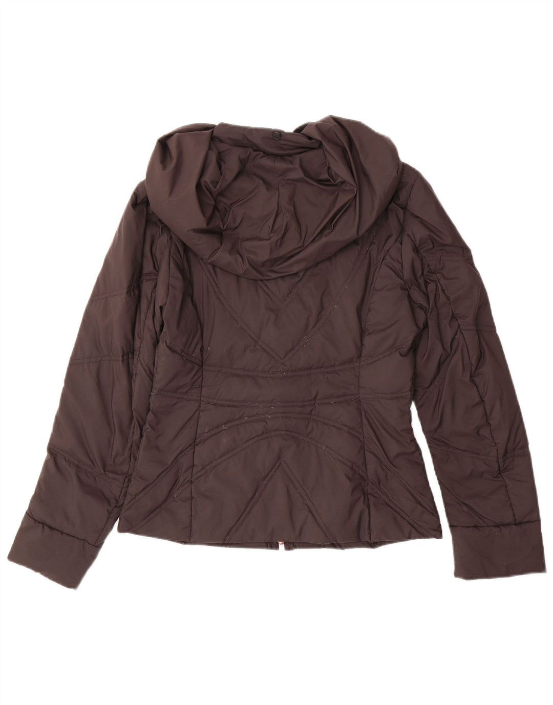 TRUSSARDI JEANS Womens Hooded Padded Jacket IT 42 Medium Brown Polyester