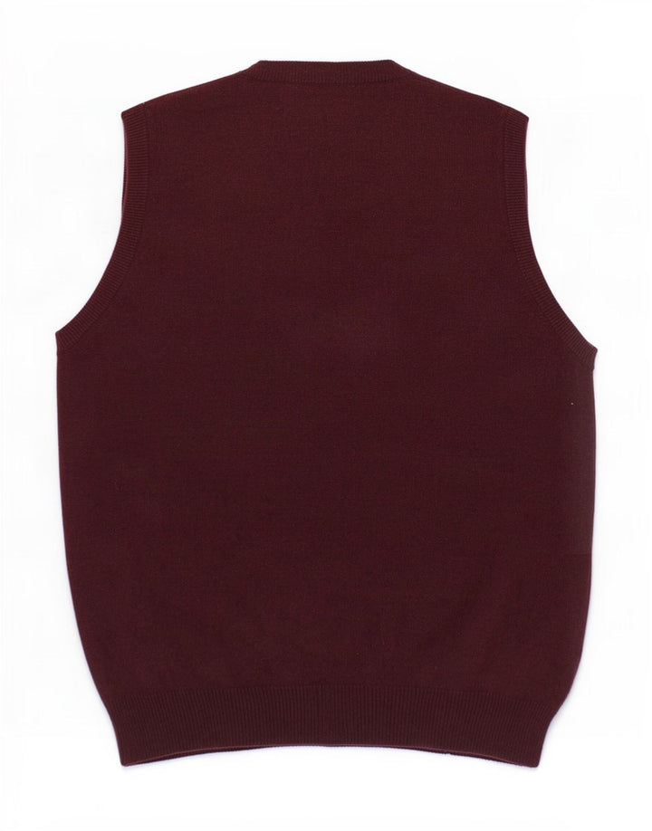 Marks & Spencer Herre Regular Fit Vest Tank Top Medium Burgundy Uld
