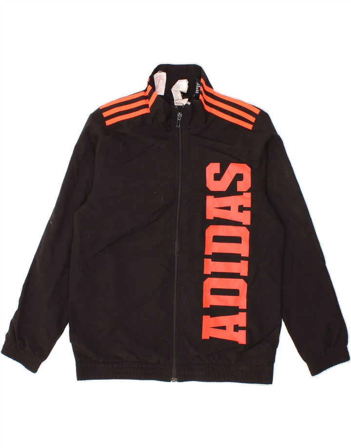 ADIDAS Boys Graphic Tracksuit Top Jacket 11-12 Years Black Polyester Vintage Adidas and Second-Hand Adidas from Messina Hembry 