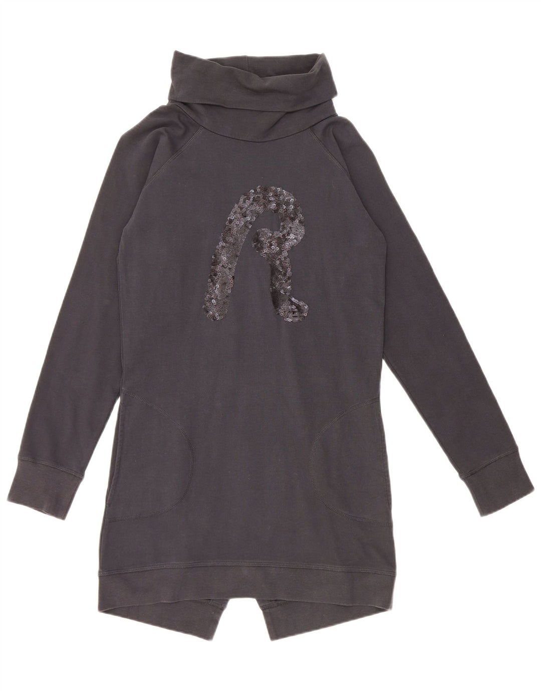 Replay Womens Graphic Sweatshirt Jumper Dress UK 12 Medium Black