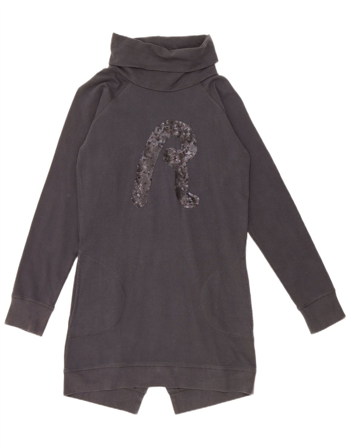 Replay Womens Graphic Sweatshirt Jumper Dress UK 12 Medium Black