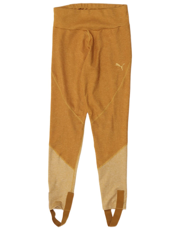 Puma Dame Stigbøjle Leggings UK 14 Large Yellow Colourblock Polyester