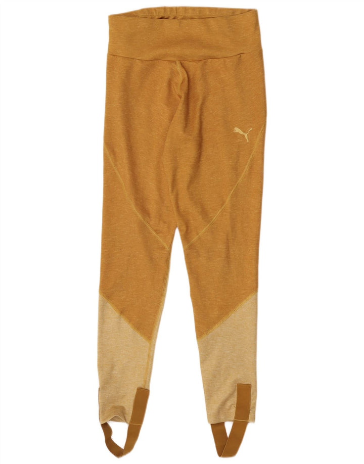 Puma Dame Stigbøjle Leggings UK 14 Large Yellow Colourblock Polyester