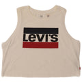 LEVI'S Womens Crop Grafisk Vest Top UK 16 Large Off White Bomuld