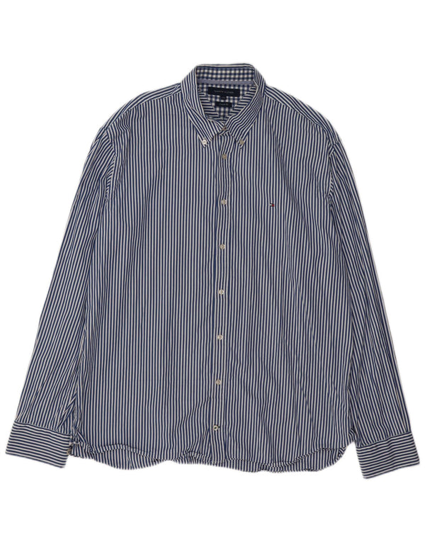 Tommy Hilfiger Herre Custom Fit skjorte 2XL blå stribet bomuld