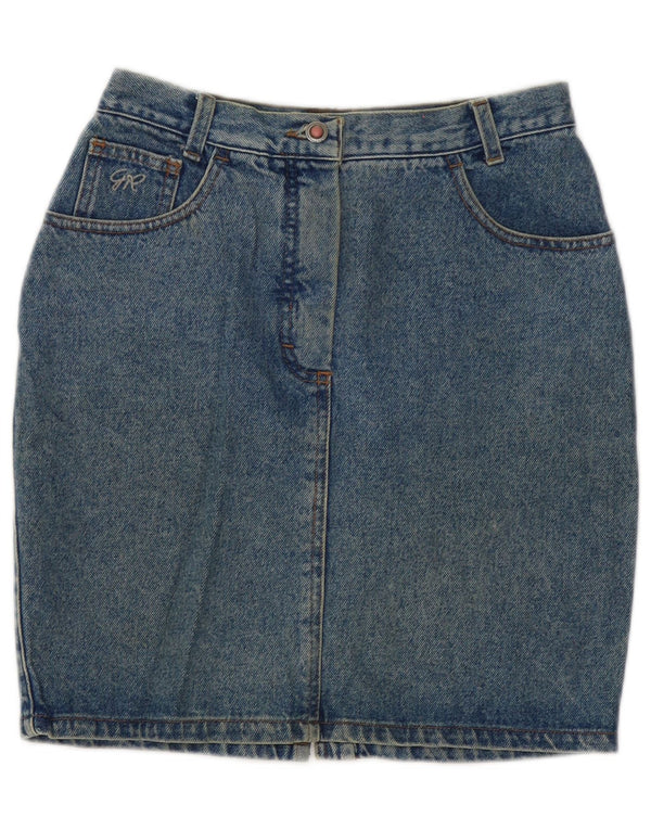 Vintage kvinders højtaljet denimnederdel IT 46 Large W30 Blue Cotton
