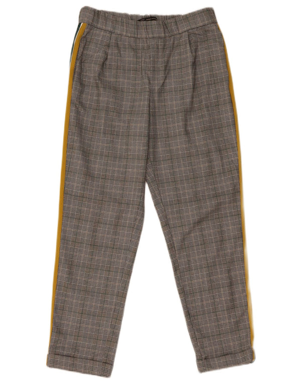 Zara koniske cropped bukser til kvinder Small W28 L25 Grå Houndstooth