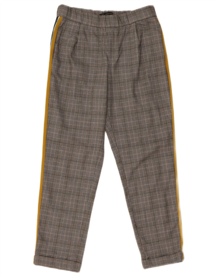 Zara koniske cropped bukser til kvinder Small W28 L25 Grå Houndstooth