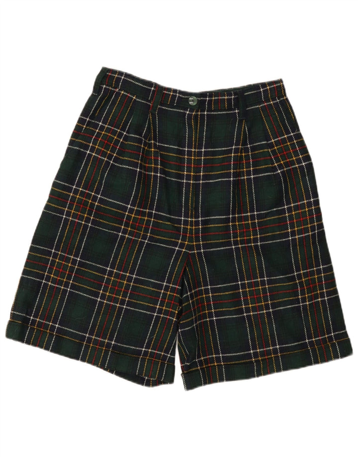 VINTAGE Højtaljede Casual Shorts til kvinder W28 Mellemgrøn Plaid